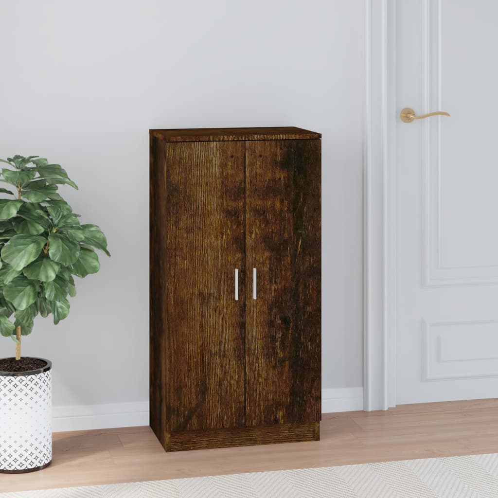 Shoe Cabinet Smoked Oak 55x35x108 cm Engineered Wood