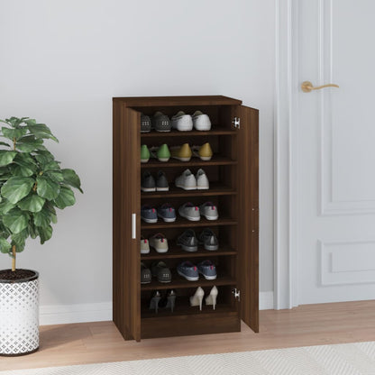 Shoe Cabinet Brown Oak 55x35x108 cm Engineered Wood