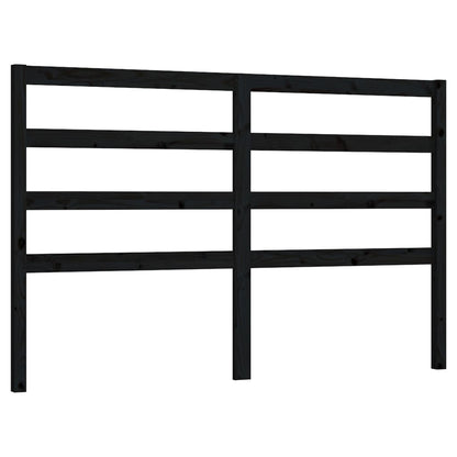 Bed Headboard | Black | Solid Pine Wood | Decorative Inlays