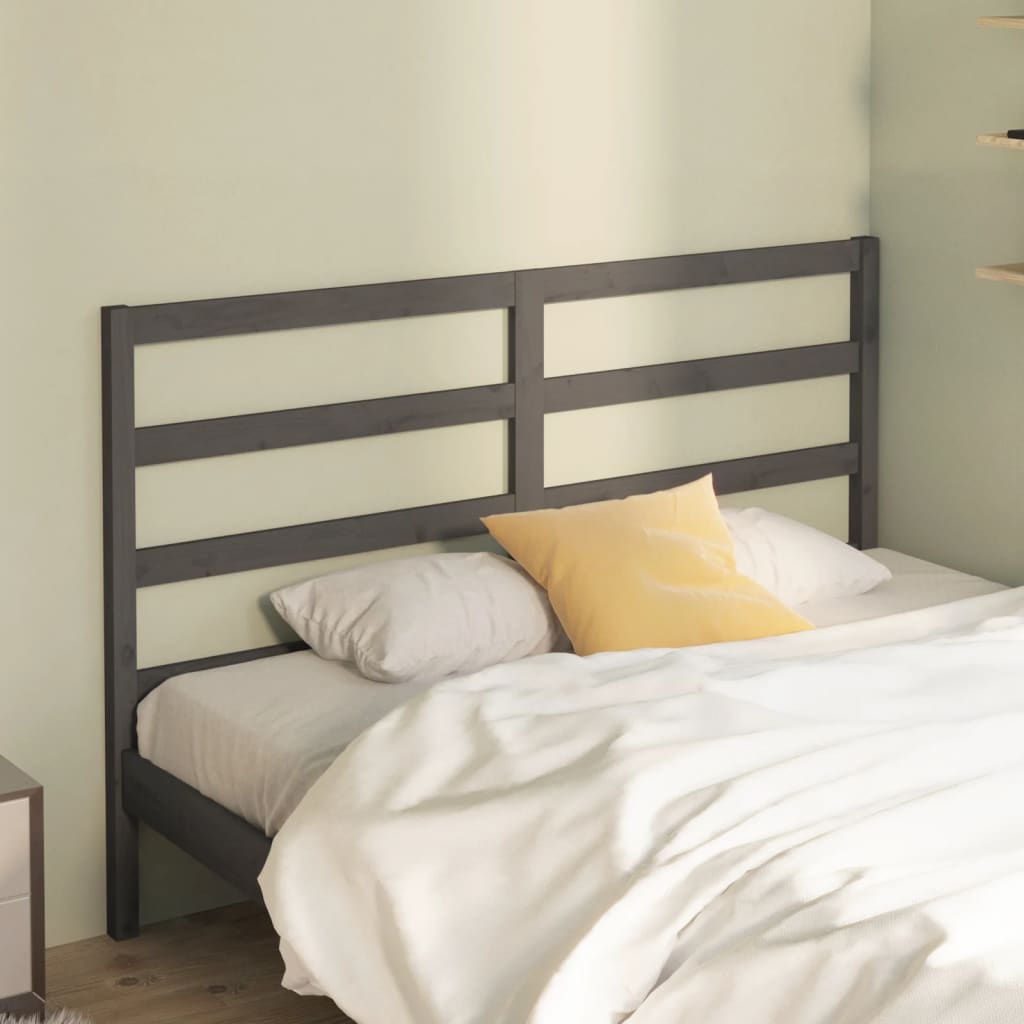 Bed Headboard | Grey | Solid pine wood | 166x4x100 cm | Bed Headboard
