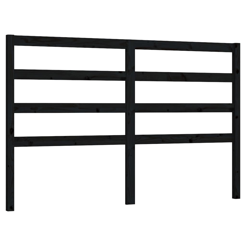 Bed Headboard | Black | Solid Pine Wood | Decorative Inlays