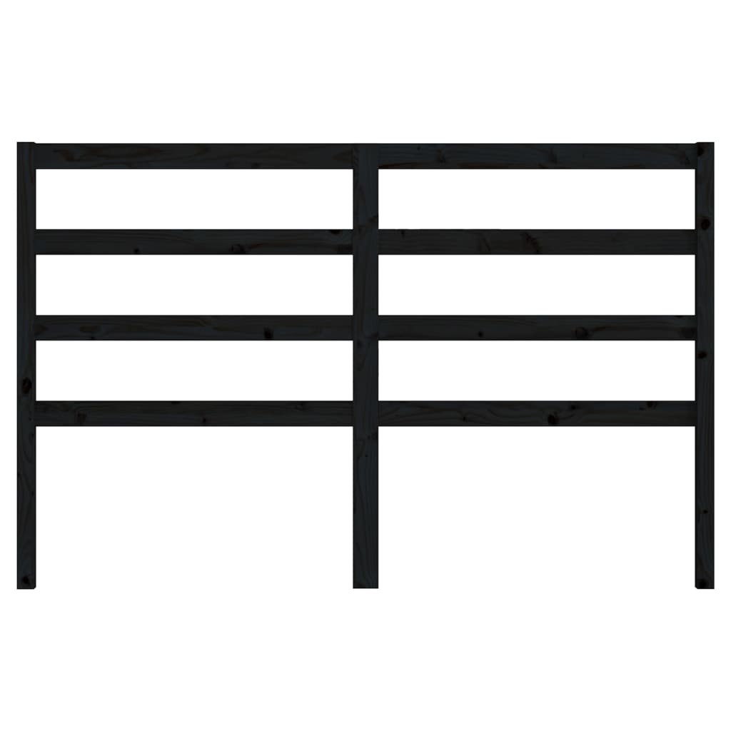 Bed Headboard | Black | Solid Pine Wood | Decorative Inlays