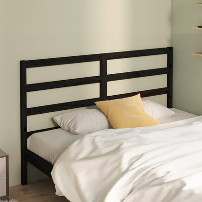 Bed Headboard | Black | Solid Pine Wood | Decorative Inlays
