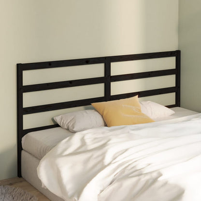 Bed Headboard | Black | Solid Pinewood | 206 x 4 x 100 cm | Durable