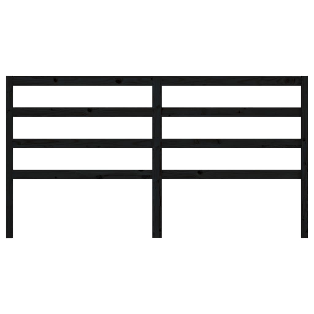 Bed Headboard | Black | Solid Pinewood | 206 x 4 x 100 cm | Durable