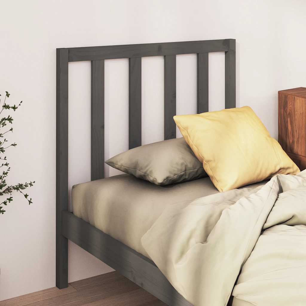 Bed Headboard Grey 81x4x100 cm Solid Wood Pine