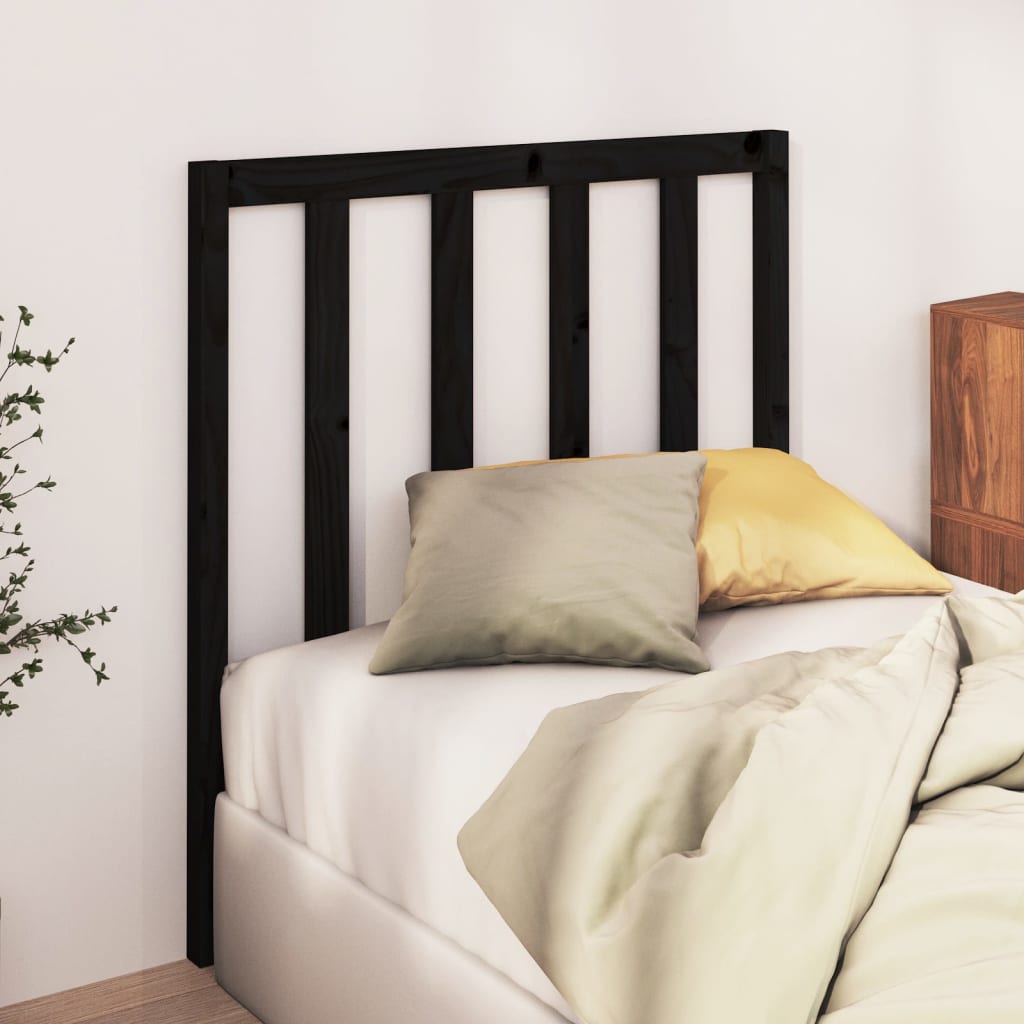 Bed Headboard | Black | Solid Pine Wood | Standard | Durable