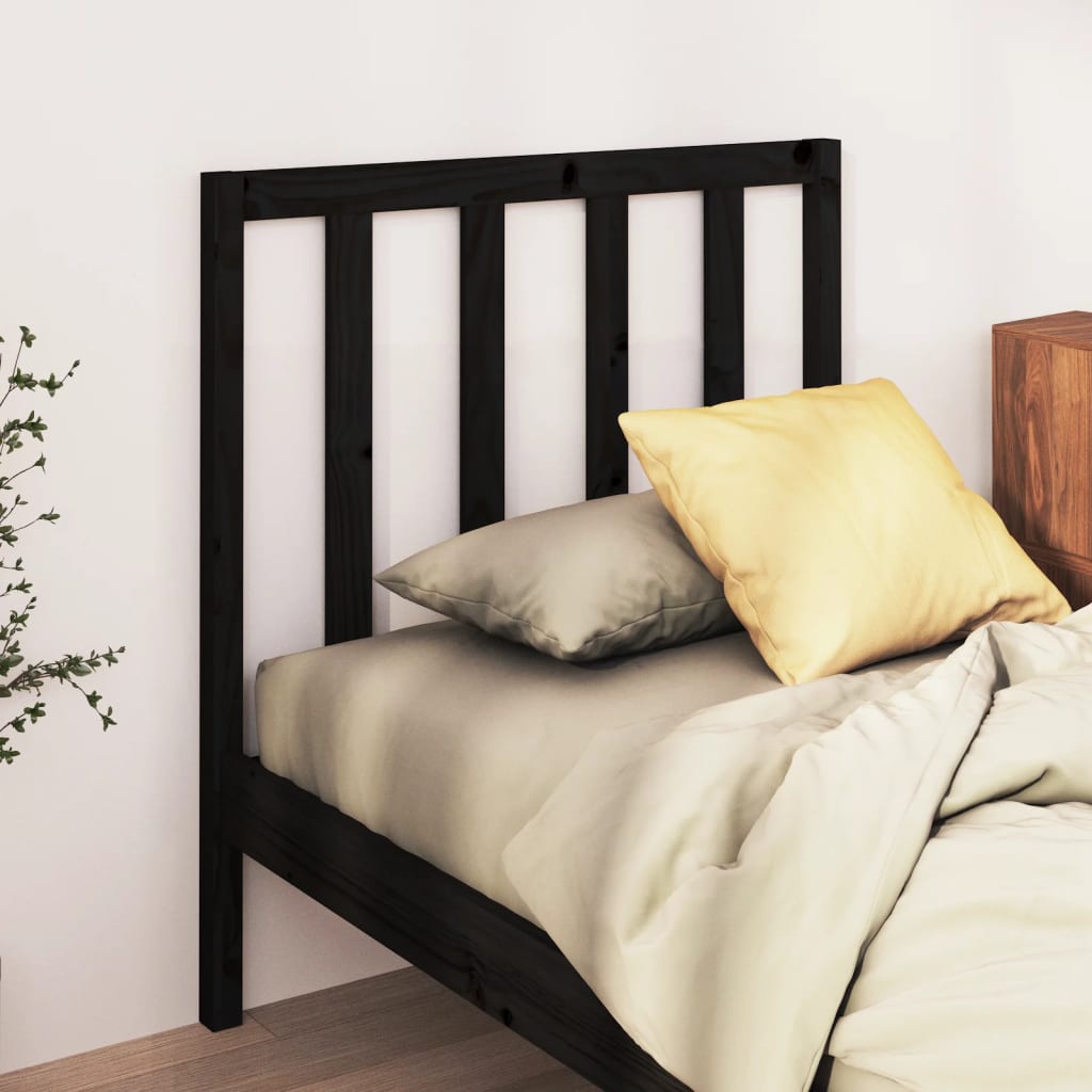 Bed Headboard | Black | Solid Pine Wood | Standard | Durable