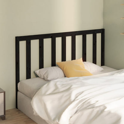Bed Headboard Black 146x4x100 cm Solid Wood Pine