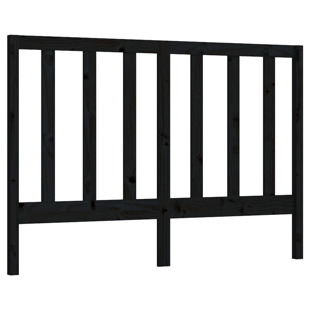 Bed Headboard | Black | Solid Pine Wood | Standard Double