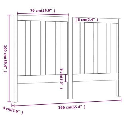 Bed Headboard | Black | Solid Pine Wood | Standard Double