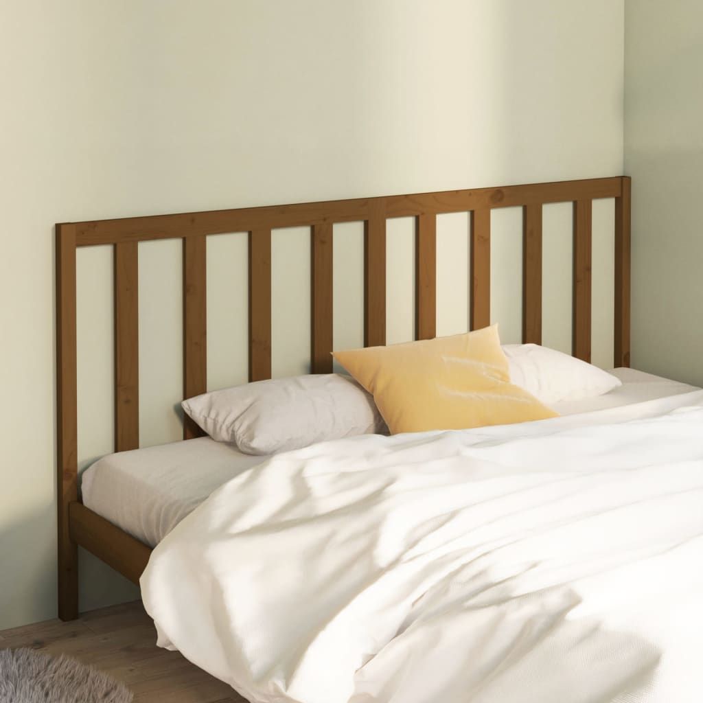 Bed Headboard Honey Brown 206x4x100 cm Solid Wood Pine