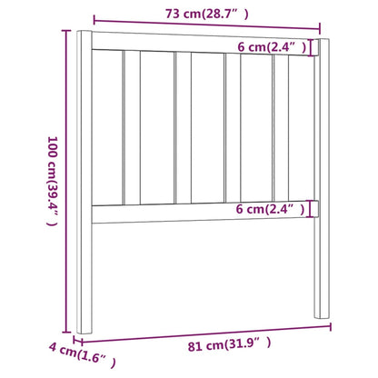 Bed Headboard Grey 81x4x100 cm Solid Wood Pine