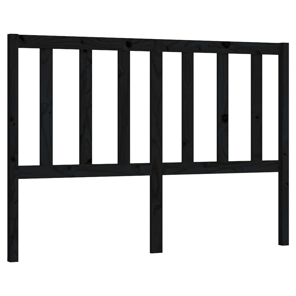 Bed Headboard Black 126x4x100 cm Solid Wood Pine