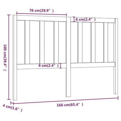 Bed Headboard Grey 166x4x100 cm Solid Wood Pine