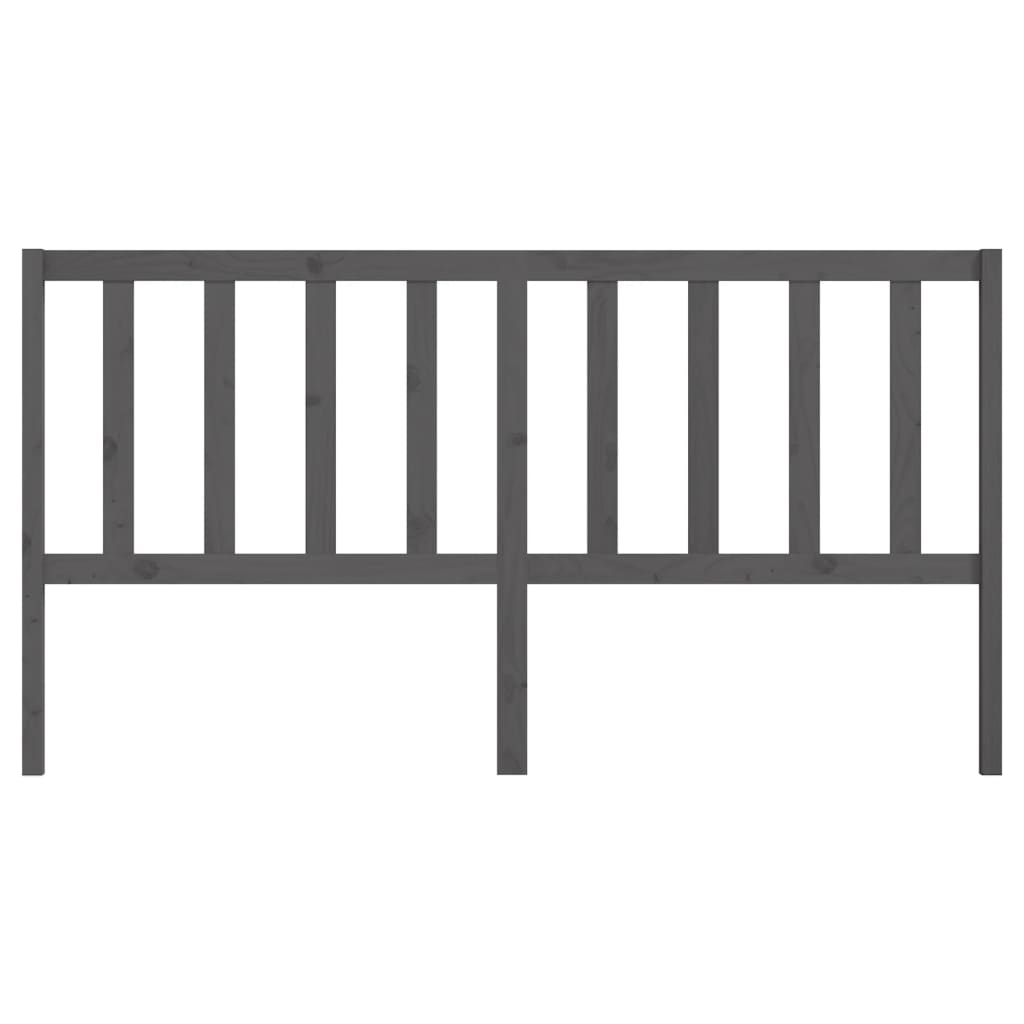 Bed Headboard Grey 206x4x100 cm Solid Wood Pine