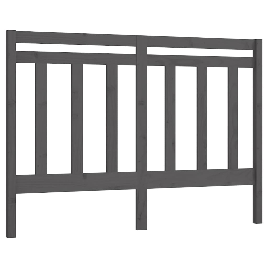 Bed Headboard | Grey | Solid Pine Wood | 126 cm width | Decorative Inlays