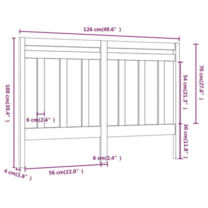 Bed Headboard | Grey | Solid Pine Wood | 126 cm width | Decorative Inlays