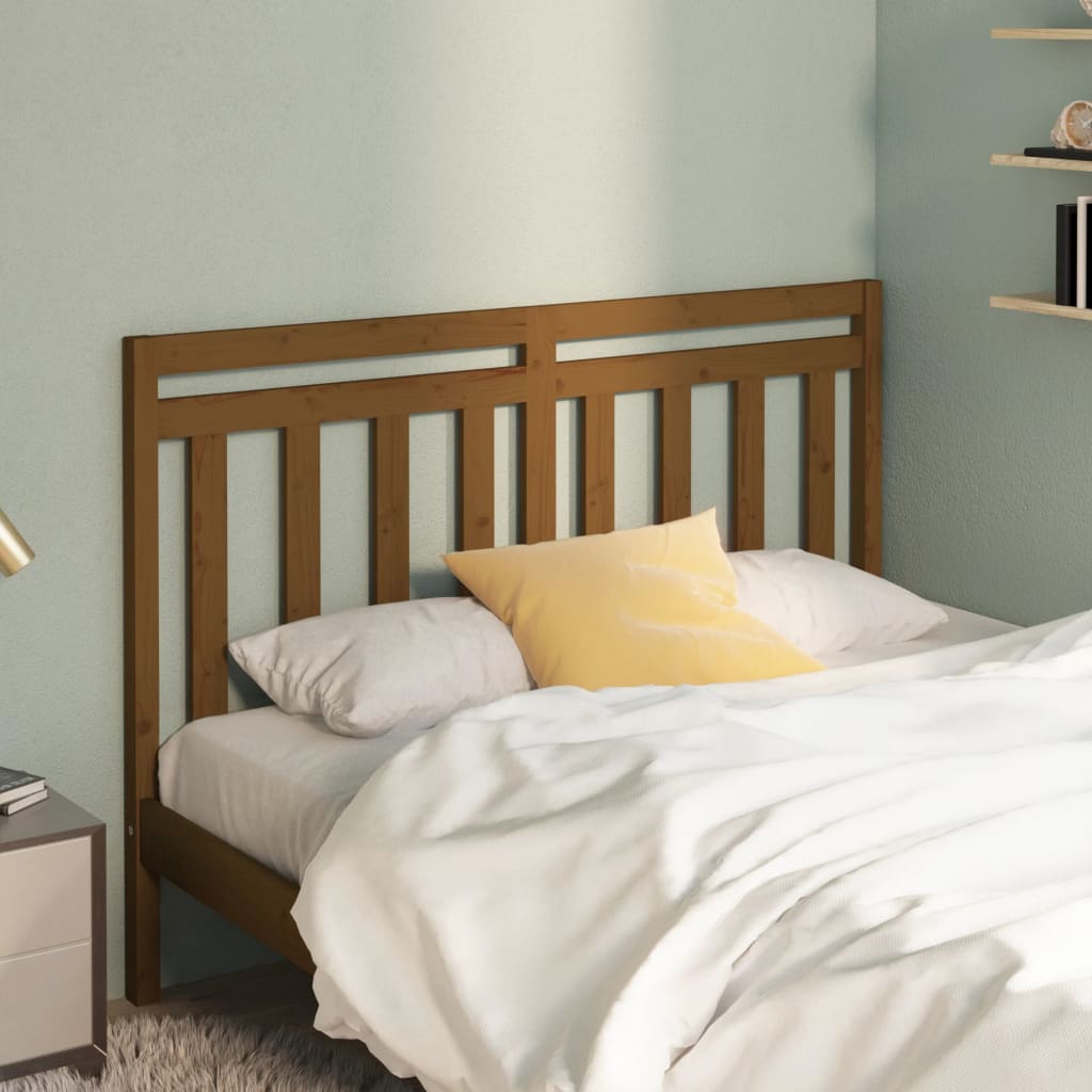 Bed Headboard | Honey brown | Solid pine wood | 141 cm x 4 cm x 100 cm