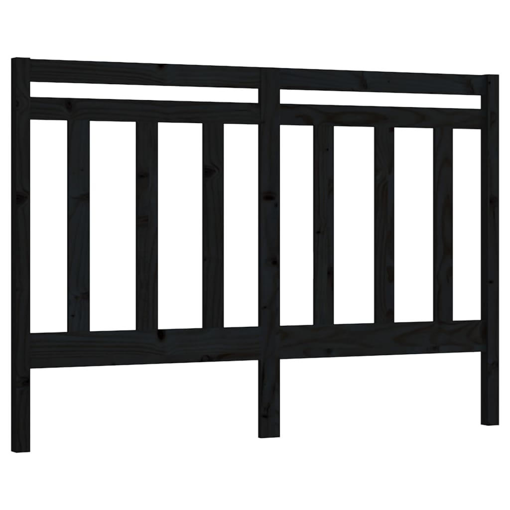 Bed Headboard Black 146x4x100 cm Solid Wood Pine