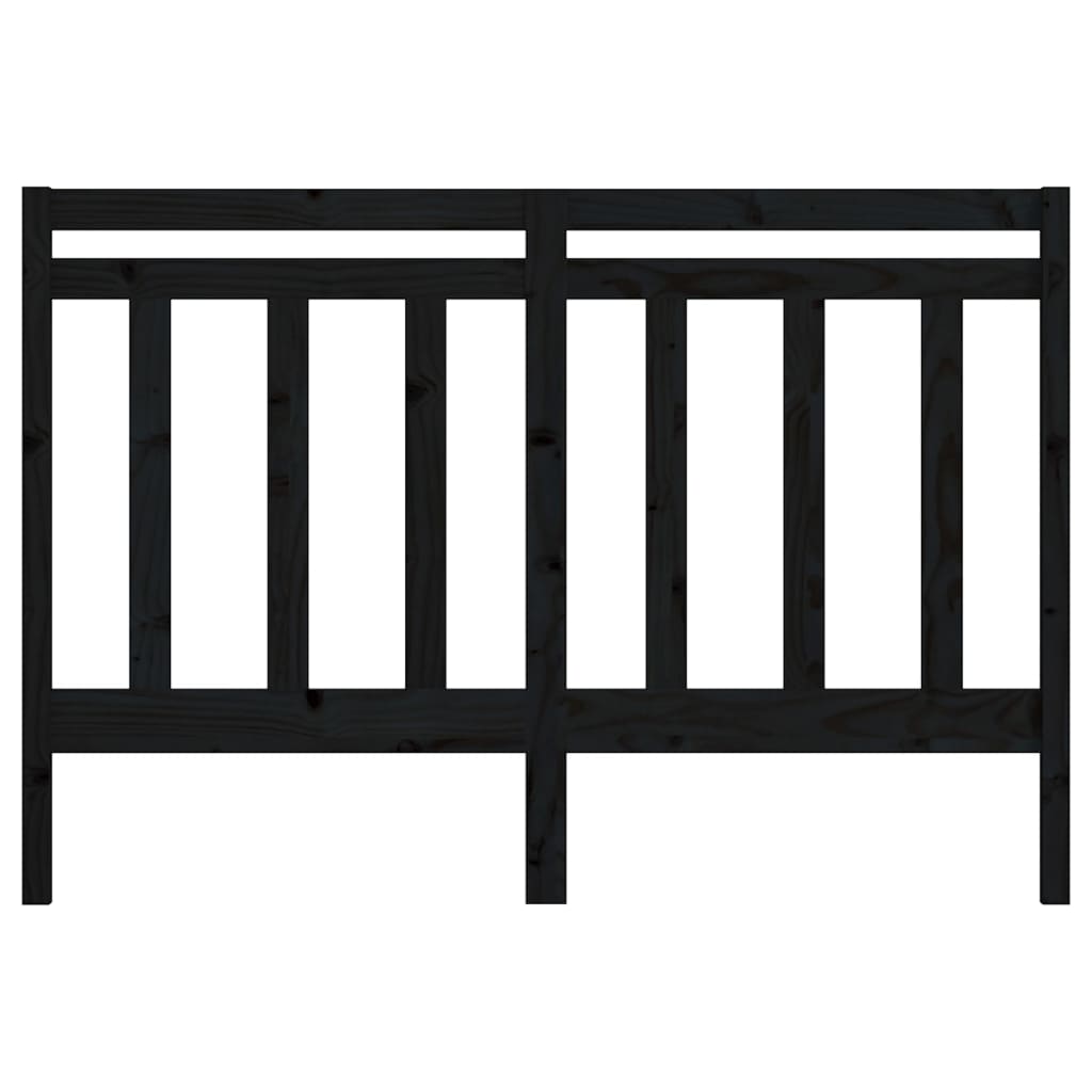 Bed Headboard Black 146x4x100 cm Solid Wood Pine