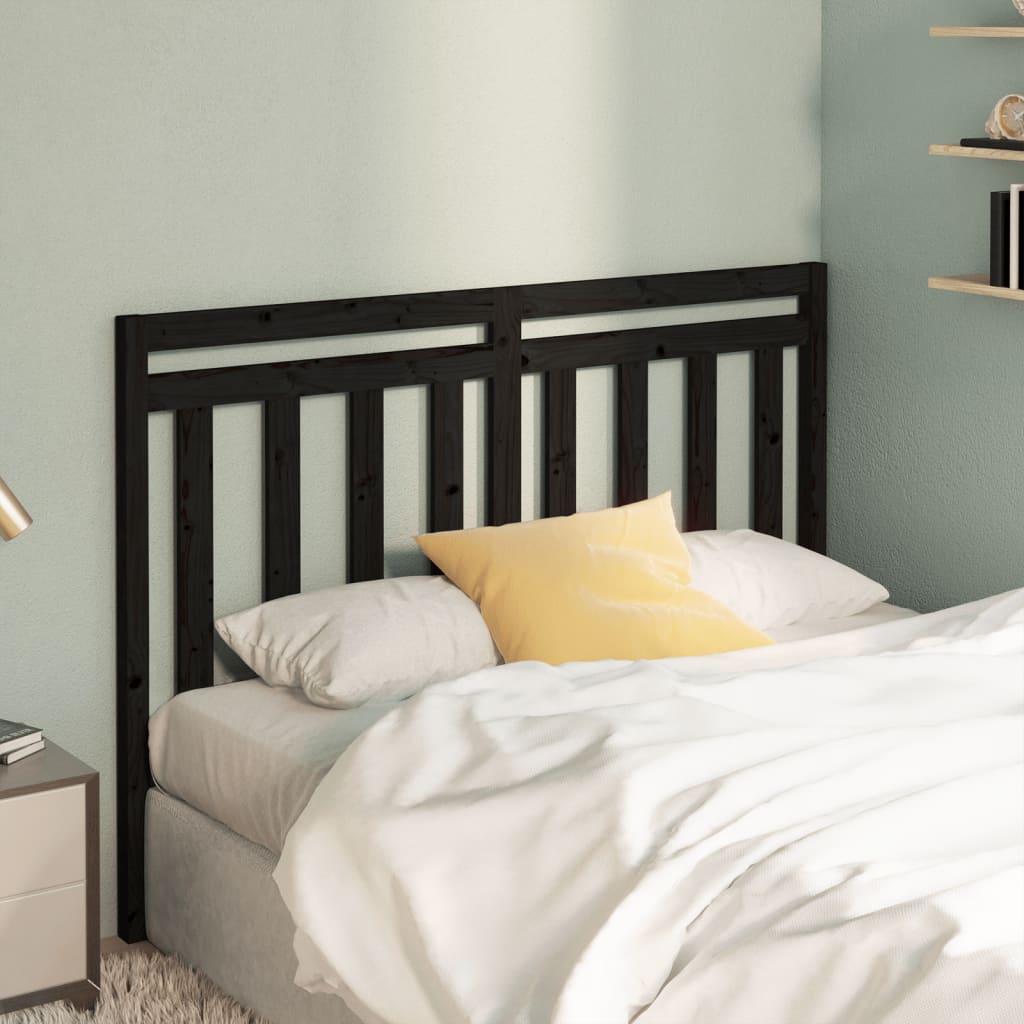 Bed Headboard | Black | Solid pine wood | 156 cm width | Sturdy