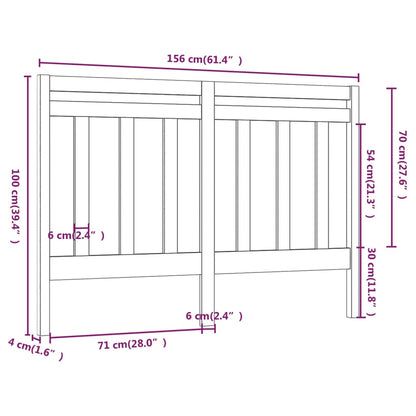 Bed Headboard | Black | Solid pine wood | 156 cm width | Sturdy