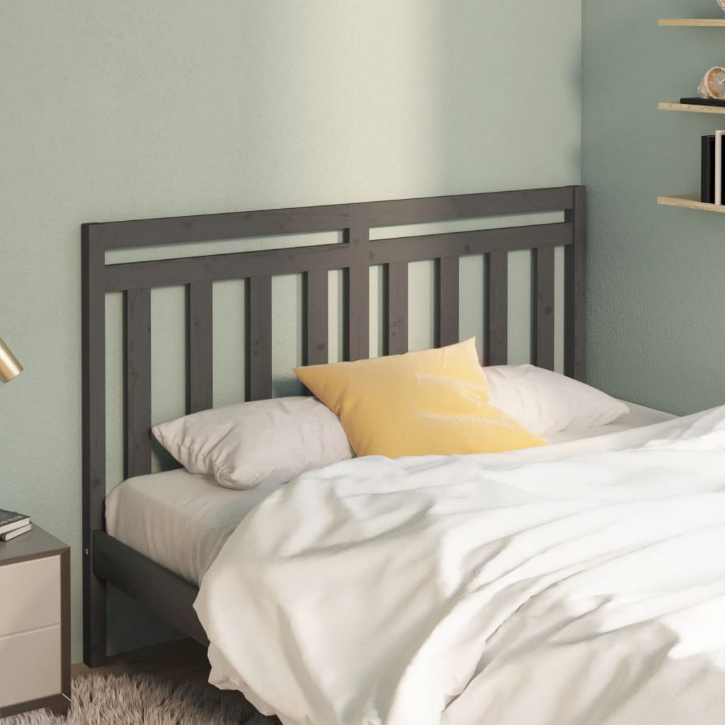 Bed Headboard | Grey | Solid pinewood | 166 x 4 x 100 cm | Simple