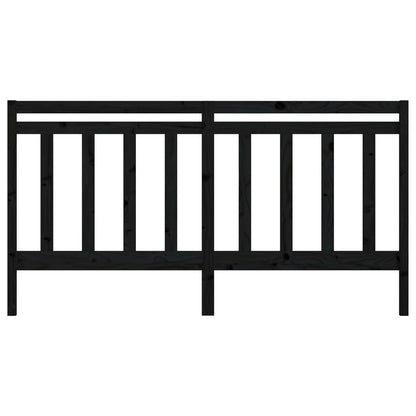 Bed Headboard | Black | Solid Pine Wood | Decorative Inlays
