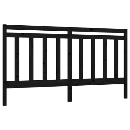 Bed Headboard | Black | Solid Pine Wood | 206 x 4 x 100 cm | Durable