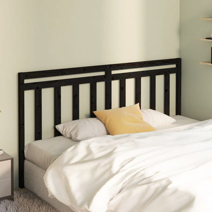Bed Headboard | Black | Solid Pine Wood | 206 x 4 x 100 cm | Durable