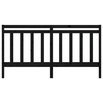 Bed Headboard | Black | Solid Pine Wood | 206 x 4 x 100 cm | Durable