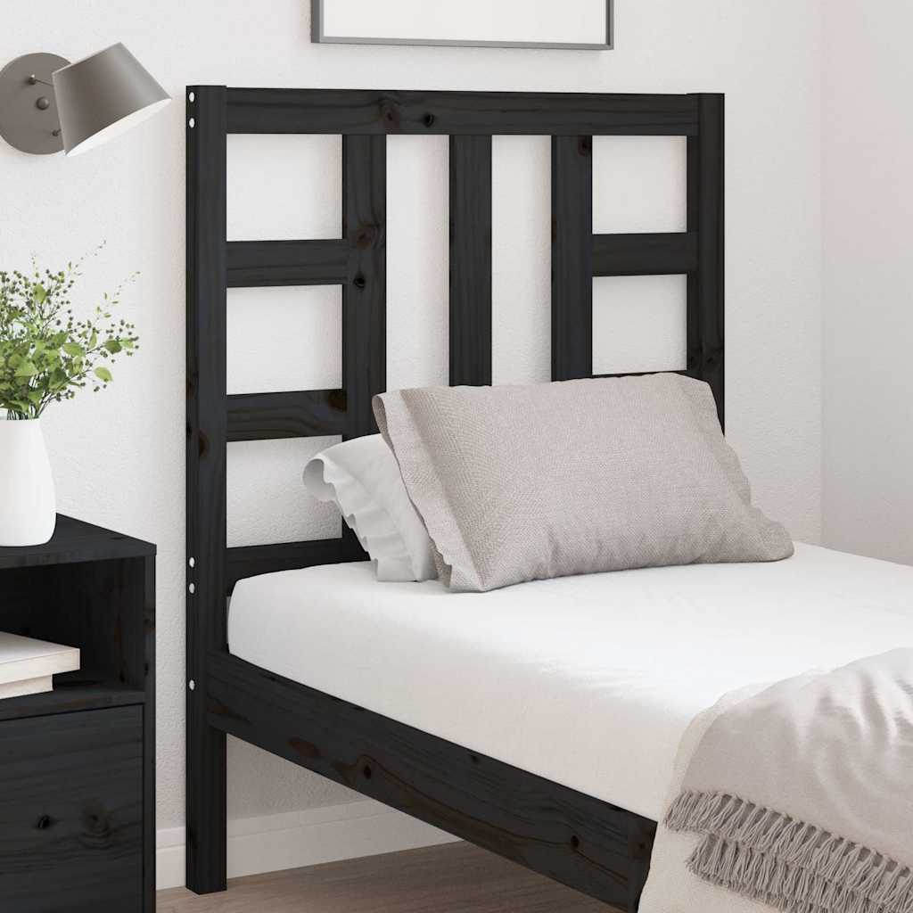 Bed Headboard | Black | Solid Pine Wood | 81 x 4 x 100 cm | Bed Headboard