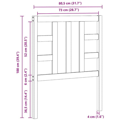 Bed Headboard | Black | Solid Pine Wood | 81 x 4 x 100 cm | Bed Headboard