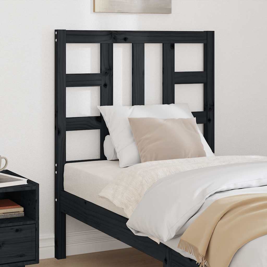 Bed Headboard | Black | Solid Pine Wood | 81 x 4 x 100 cm | Bed Headboard