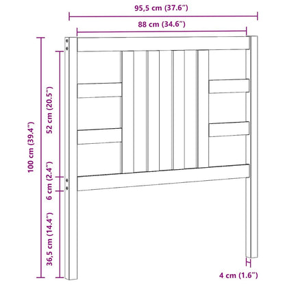 Bed Headboard | Grey | Solid Pine Wood | 96x4x100 cm | Attractive Design