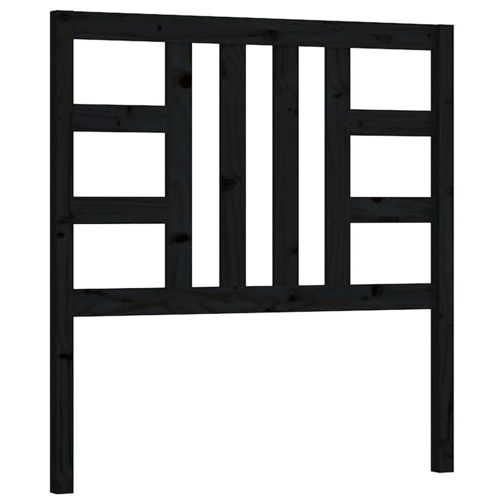 Bed Headboard | Black | Solid Pine Wood | Medium |  Decorative Inlays