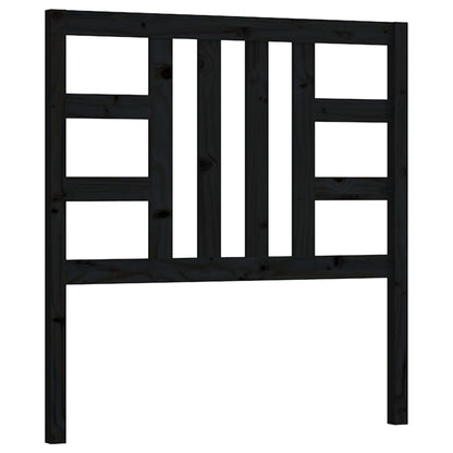 Bed Headboard | Black | Solid Pine Wood | Medium |  Decorative Inlays
