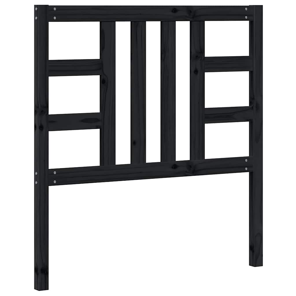Bed Headboard Black 96x4x100 cm Solid Wood Pine