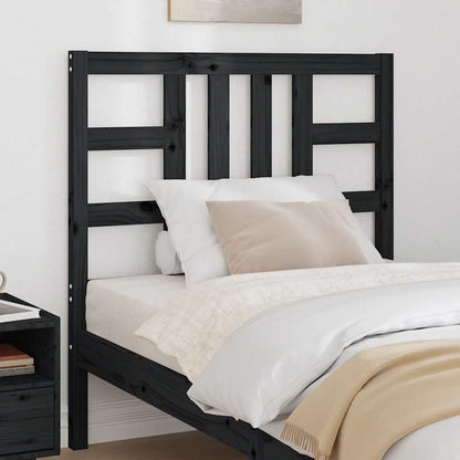 Bed Headboard Black 96x4x100 cm Solid Wood Pine