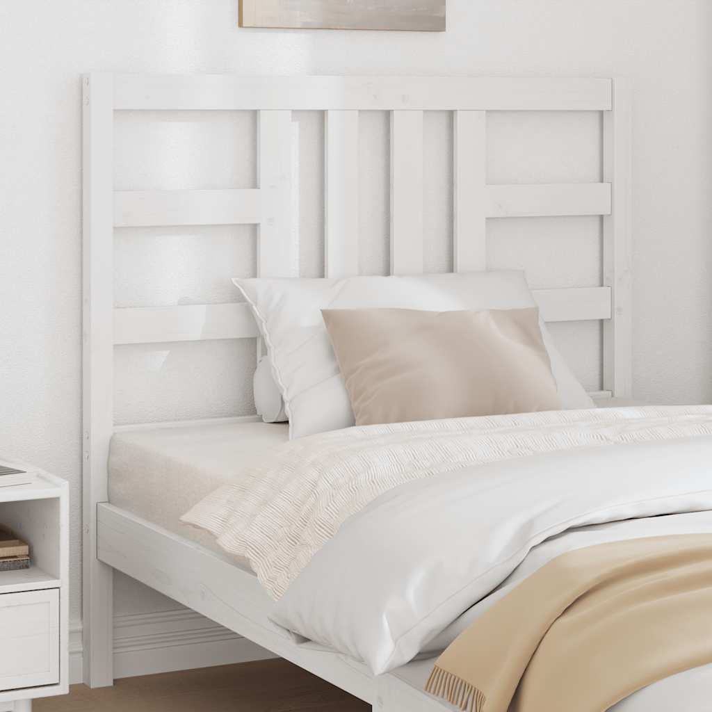 Bed Headboard White 106x4x100 cm Solid Wood Pine
