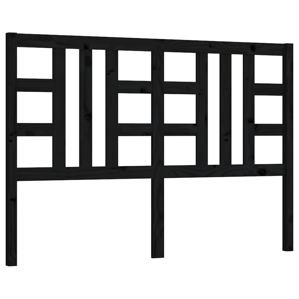 Bed Headboard Black 126x4x100 cm Solid Wood Pine