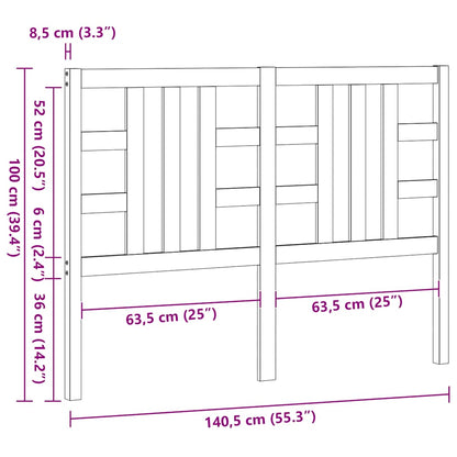 Bed Headboard 141x4x100 cm Solid Wood Pine