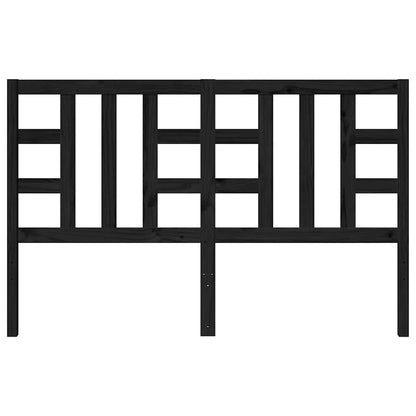 Bed Headboard Black 146x4x100 cm Solid Wood Pine