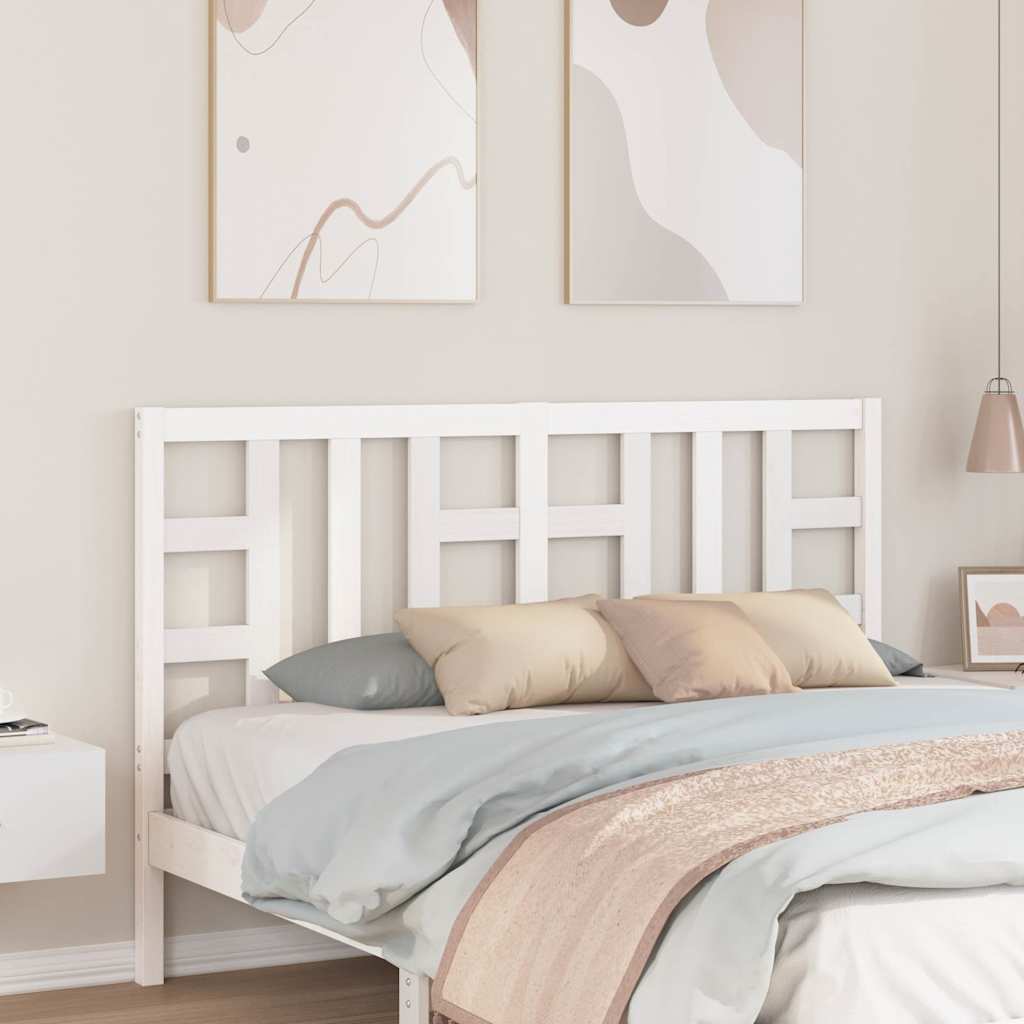 Bed Headboard White 156x4x100 cm Solid Wood Pine