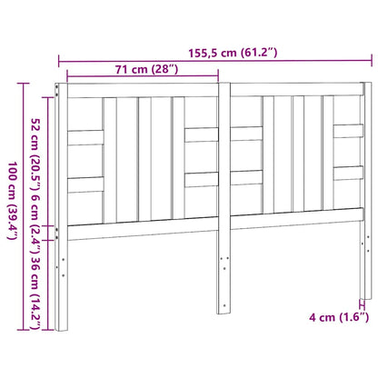 Bed Headboard Honey Brown 166x4x100 cm Solid Wood Pine