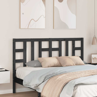 Bed Headboard Black 166x4x100 cm Solid Wood Pine