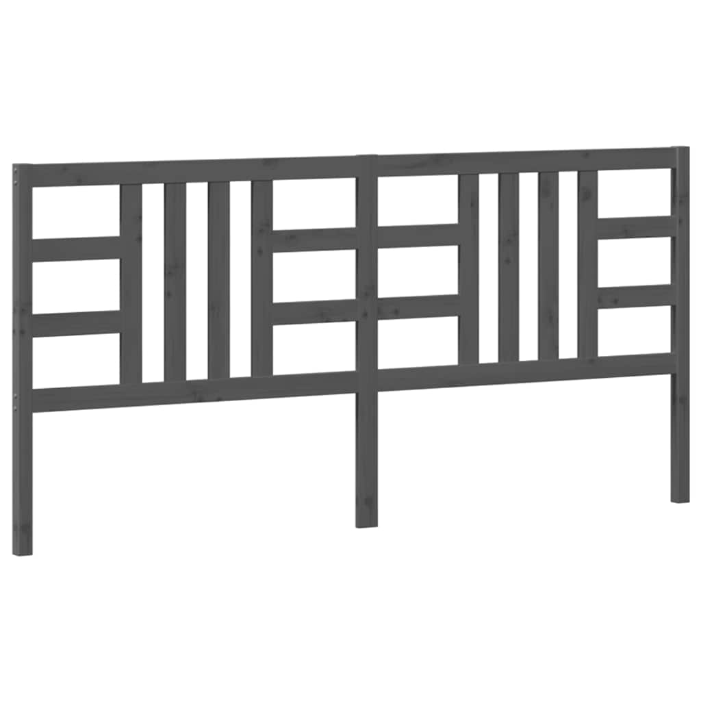 Bed Headboard Grey 206x4x100 cm Solid Wood Pine