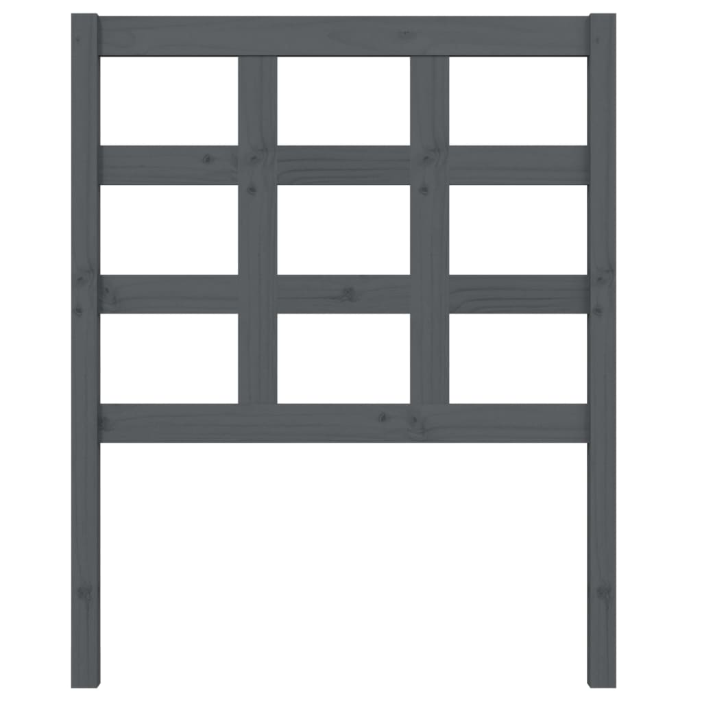 Bed Headboard Grey 80.5x4x100 cm Solid Wood Pine