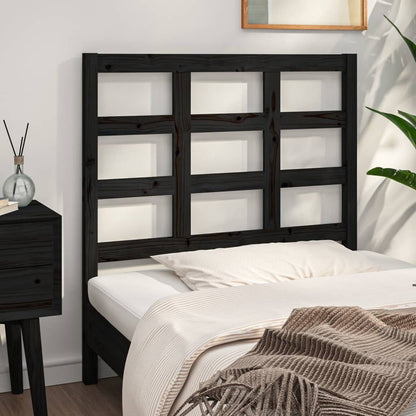 Bed Headboard | Black | Solid pine wood | 95.5x4x100 cm |  Durable